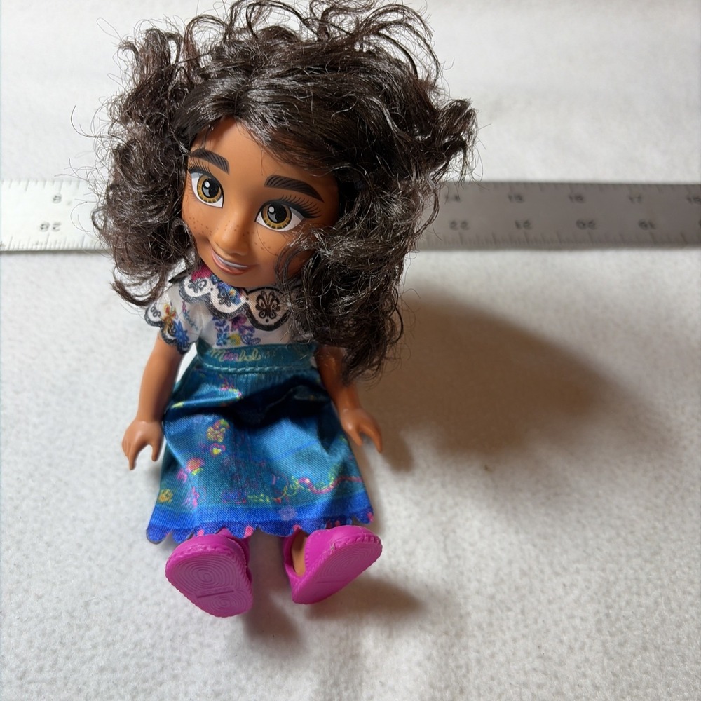Disney Encanto Mirabel Fashion Doll Curly Hair Blue Dress Pink Shoes 7 inch